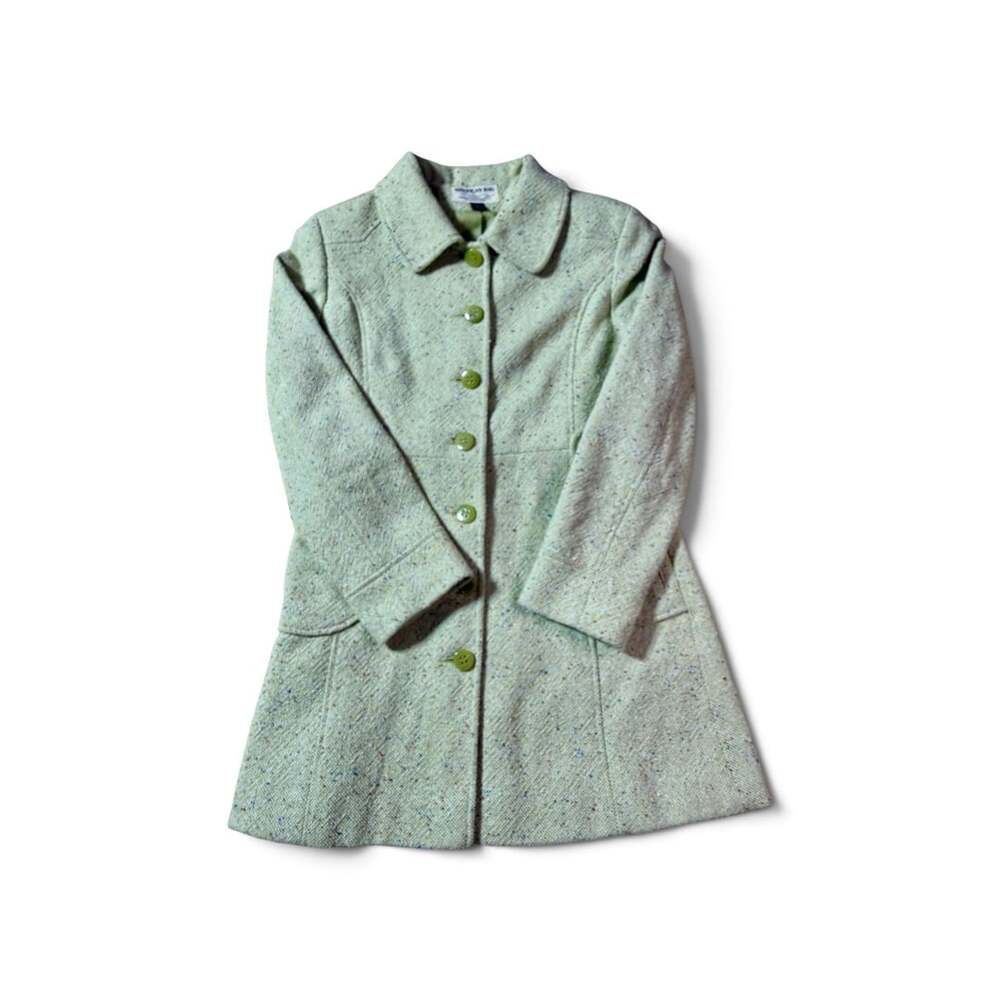 American Rag Cie Flared 70s Confetti Tweed Wool Coat in Green, Size L